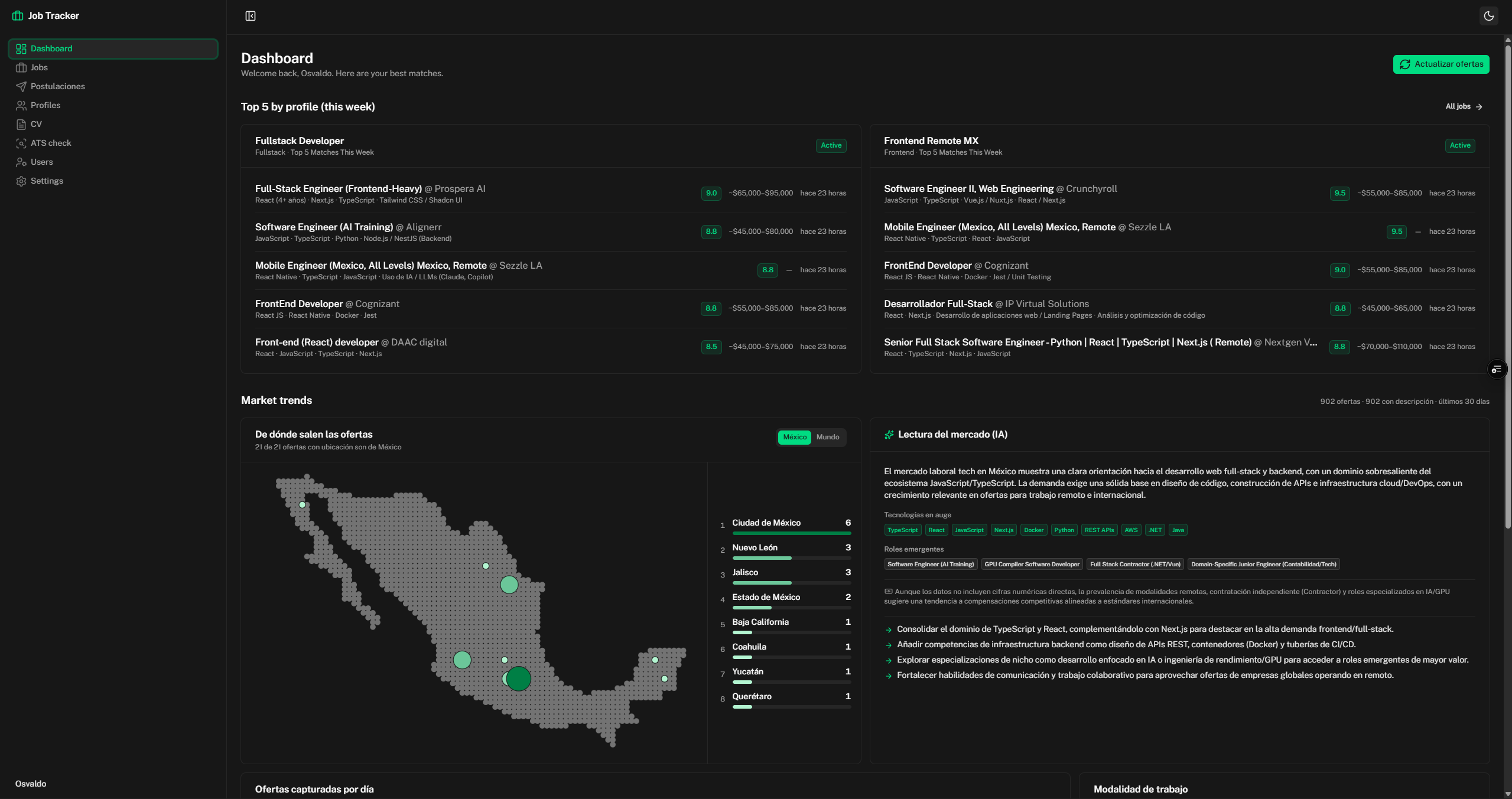 Captura de pantalla de JobTracker