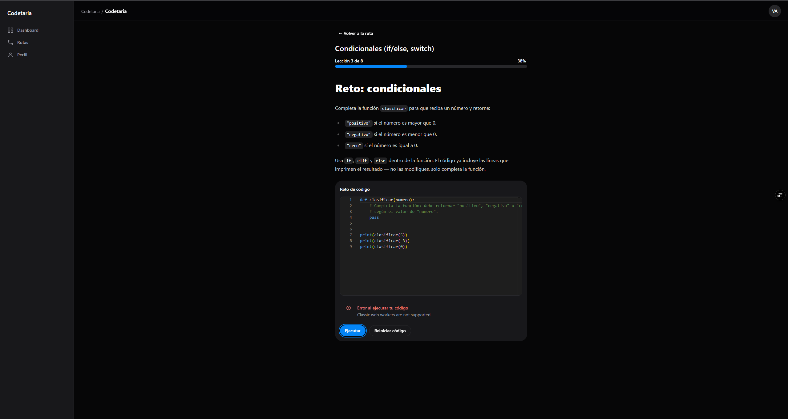 Captura de pantalla de Codetaria